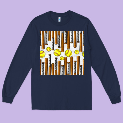 Softball Bat Seamless Pattern Long Sleeve Tee Designed By Bundleandbundleshop