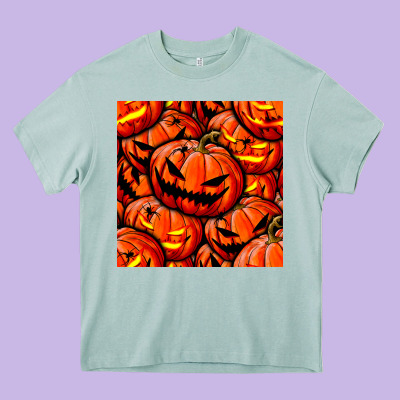 Halloween Pumpkin Seamless Pattern Heavy Core Tee Designed By Bundleandbundleshop