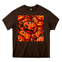 Chocolate Brown halloween pumpkin seamless pattern Heavy Core Tee - BundleAndBundleShop