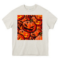 Cream halloween pumpkin seamless pattern Heavy Core Tee - BundleAndBundleShop