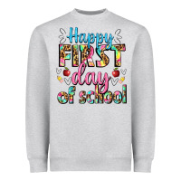 Heather Grey happy first day of school Heavyweight Sweatshirt - BundleAndBundleShop