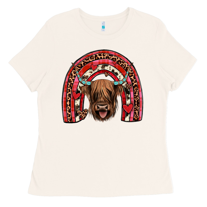 Valentines Highland Cow Rainbow Ladies Tee by JahusDesignShop | Teevron