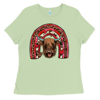 Matcha valentines highland cow rainbow Ladies Tee - JahusDesignShop