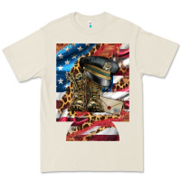 Bone usa flag and leopard with boots 12 oz regular can cooler Premium Tee - Artiststas