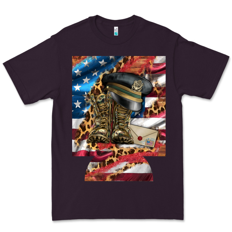 Usa Flag And Leopard With Boots 12 Oz Regular Can Cooler Premium Tee by Artiststas | Teevron