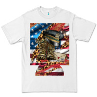 White usa flag and leopard with boots 12 oz regular can cooler Premium Tee - Artiststas