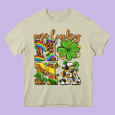 One Lucky Mama Heavy Core Tee Designed By Adodesignshop