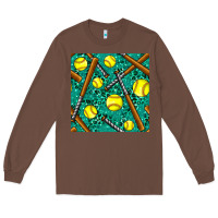 Chestnut softball bat with leopard and glitter seamless pattern Long Sleeve Tee - BundleAndBundleShop