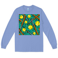Colony Blue softball bat with leopard and glitter seamless pattern Long Sleeve Tee - BundleAndBundleShop