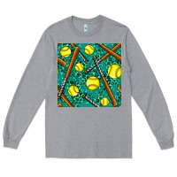 Heather Grey softball bat with leopard and glitter seamless pattern Long Sleeve Tee - BundleAndBundleShop