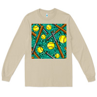 Mushroom softball bat with leopard and glitter seamless pattern Long Sleeve Tee - BundleAndBundleShop