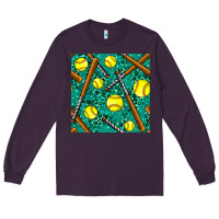 Plum softball bat with leopard and glitter seamless pattern Long Sleeve Tee - BundleAndBundleShop