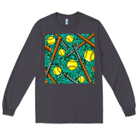Smoke softball bat with leopard and glitter seamless pattern Long Sleeve Tee - BundleAndBundleShop