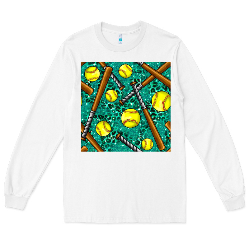 Softball Bat With Leopard And Glitter Seamless Pattern Long Sleeve Tee by BundleAndBundleShop | Teevron