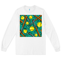 White softball bat with leopard and glitter seamless pattern Long Sleeve Tee - BundleAndBundleShop