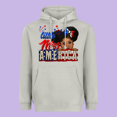 Little Miss America Black Girl Peekaboo Heavyweight Hoodie Designed By Cowgirlartshop