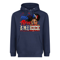 Navy little miss america black girl peekaboo Heavyweight Hoodie - CowGirlArtShop