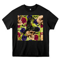 Black halloween witch skull seamless pattern Heavy Core Tee - BundleAndBundleShop
