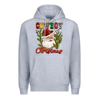 Heather Grey cowboy christmas western cactus Premium Hoodie - CowGirlArtShop
