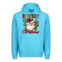 Ocean Blue cowboy christmas western cactus Premium Hoodie - CowGirlArtShop