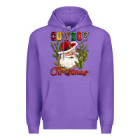 Purple cowboy christmas western cactus Premium Hoodie - CowGirlArtShop