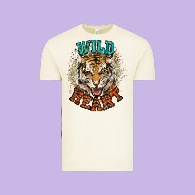 Wild Heart Tiger College Western Vintage Tee Designed By Nancycooperartshop