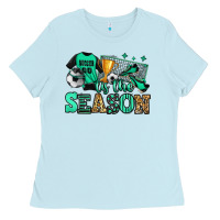 Baby Blue tis the season soccer Ladies Tee - Jasminsmagicworld