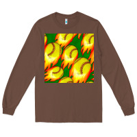 Chestnut softball fire ball seamless pattern Long Sleeve Tee - BundleAndBundleShop