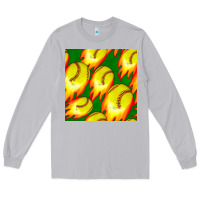 Moon Dust softball fire ball seamless pattern Long Sleeve Tee - BundleAndBundleShop