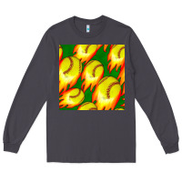 Smoke softball fire ball seamless pattern Long Sleeve Tee - BundleAndBundleShop