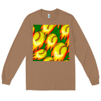 Toasted Coconut softball fire ball seamless pattern Long Sleeve Tee - BundleAndBundleShop