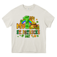 Cream my first st patricks day with coins and shamrocks Heavy Core Tee - AdoDesignShop