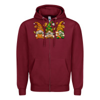 Burgundy Fall Gnomes Zipper Hoodie - texasbilliewilder