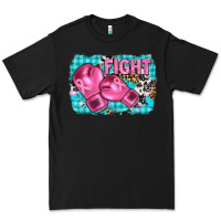 Black fight with boxing gloves and cancer ribbon Premium Tee - AdoDesignShop