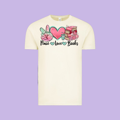 Peace Love Books Vintage Tee Designed By Maliassmallbusiness