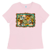 Bubblegum Pink Fall pumpkin Ladies Tee - Artiststas