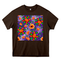 Chocolate Brown pumpkin flower halloween seamless pattern Heavy Core Tee - BundleAndBundleShop