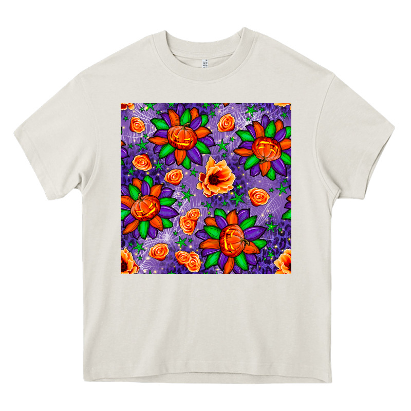 Pumpkin Flower Halloween Seamless Pattern Heavy Core Tee by BundleAndBundleShop | Teevron