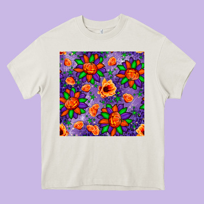 Pumpkin Flower Halloween Seamless Pattern Heavy Core Tee Designed By Bundleandbundleshop
