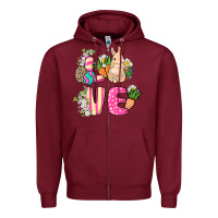 Burgundy Love Easter Zipper Hoodie - NancyCooperArtShop