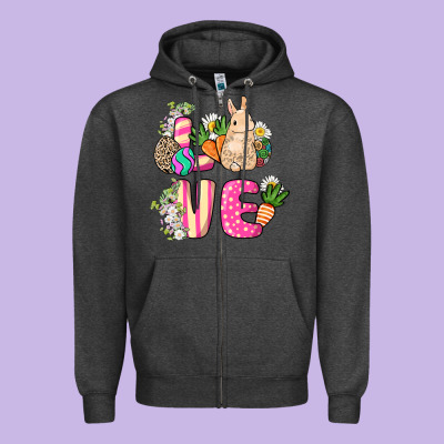 Love Easter Zipper Hoodie Designed By Nancycooperartshop