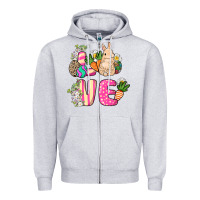 Heather Grey Love Easter Zipper Hoodie - NancyCooperArtShop