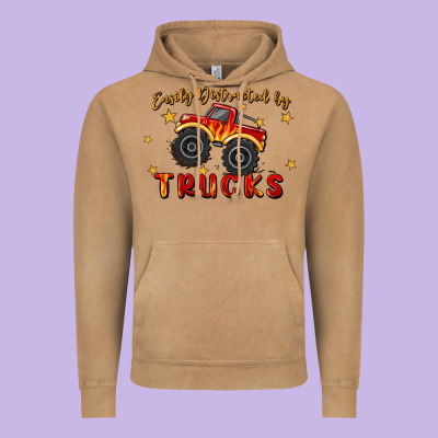 Easily Distracted By Trucks Vintage Hoodie Designed By Maliassmallbusiness