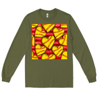 Army Green softball hearts seamless pattern Long Sleeve Tee - BundleAndBundleShop