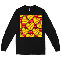 Black softball hearts seamless pattern Long Sleeve Tee - BundleAndBundleShop