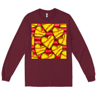 Burgundy softball hearts seamless pattern Long Sleeve Tee - BundleAndBundleShop