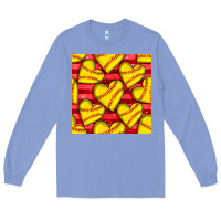 Colony Blue softball hearts seamless pattern Long Sleeve Tee - BundleAndBundleShop