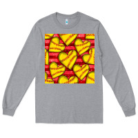 Heather Grey softball hearts seamless pattern Long Sleeve Tee - BundleAndBundleShop