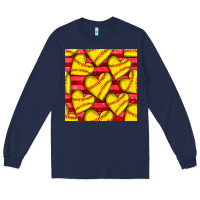 Navy softball hearts seamless pattern Long Sleeve Tee - BundleAndBundleShop