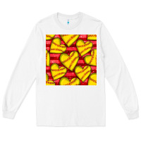 White softball hearts seamless pattern Long Sleeve Tee - BundleAndBundleShop